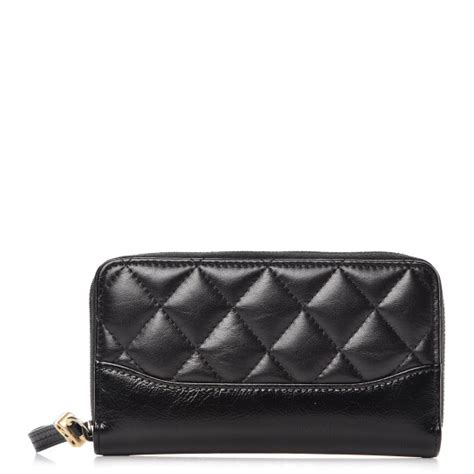 CHANEL Aged Calfskin Quilted Small Gabrielle Zip Around 